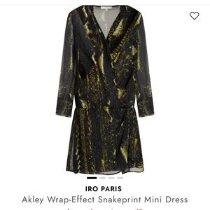 IRO Black and Gold Wrap-Effect Mini Dress